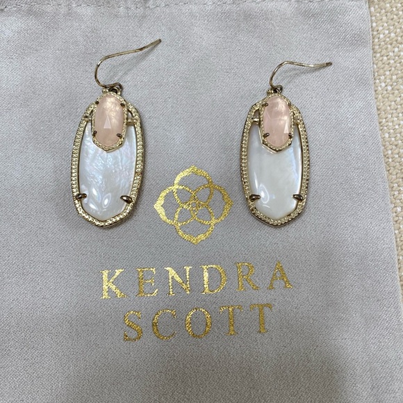 Kendra Scott Mother of Pearl/Rose Quartz Emmy Earrings - Picture 4 of 11